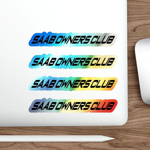 saab owners club holographic sticker four pack