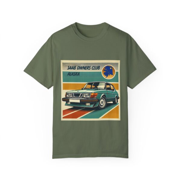 army green saab owners club t shirt